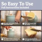 PriorityChef Butter Crock with Lid with Water Line, Ceramic French Butter Dish to Leave On Counter, Light Grey