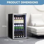 Erivess Beverage Refrigerator and Cooler, 110 Can/3.1 Cu Ft Mini Fridge with Glass Door, Adjustable Shelves for Soda,Bee,Wine, Free Standing Small Refrigerator, Digital Display, for Home, Bar, Office