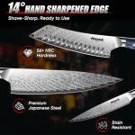 Huusk Japanese Knife Set 3 PCS - Stainless Chef Knife Set with Sheath & Ergonomic Resin Handle, Hand Sharpened Full Tang Professional Kitchen Knives for All Purpose, Christmas Gifts for Men Women