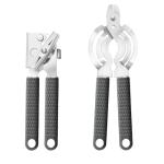 Can Opener Manual Heavy Duty, ISZW Hand Held Can Opener for Seniors, Solid Steel Manual Can Openers with Comfort Grip Sharped Blade, Easy Turn Hand Can Opener with Magnet for Kitchen Camping, 2Pack