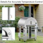 Empava Pizza Oven with Open Shelf and Wheels,Wood Fired for Grill & Outside Camping Backyard Party in Stainless Steel, 38.6Inch, Silver, 38.6 Inch