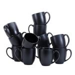 Amazon Basics 12-pack Matte Black Ceramic Coffee Mug, 16 ounces, Microwave-Safe, Stoneware, Commercial-grade