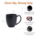 Amazon Basics 12-pack Matte Black Ceramic Coffee Mug, 16 ounces, Microwave-Safe, Stoneware, Commercial-grade