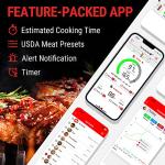 ThermoPro TempSpike Wireless Meat Thermometer for Grilling and Smoking, 500ft Bluetooth Meat Thermometer with Wireless Probe, Ideal for Sous Vide Smoker Rotisserie BBQ Oven Smoker