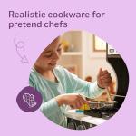 Melissa & Doug Stainless Steel Pots & Pans, 8 Piece Play Kitchen Set, Premium Play Kitchen Accessories & Cooking Utensils, Preschool Toys for Kids 3+