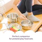 Melissa & Doug Stainless Steel Pots & Pans, 8 Piece Play Kitchen Set, Premium Play Kitchen Accessories & Cooking Utensils, Preschool Toys for Kids 3+