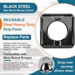 7.75" Square Drip Pan Heavy Duty Gas Burner 4 Pack SGP-400 Square Gas Range Drip Pans Black Porcelain Drip Pans Replacement for WP786333, AP6011553, PS11744751, Black