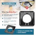 7.75" Square Drip Pan Heavy Duty Gas Burner 4 Pack SGP-400 Square Gas Range Drip Pans Black Porcelain Drip Pans Replacement for WP786333, AP6011553, PS11744751, Black