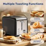 Simple Deluxe Stainless Steel 2-Slice Toaster, 6 Browning Setting and 3 Function Toaster, Extra Wide Slot, for Bread & Waffle, Black
