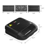 Sunvivi Sandwich Maker Panini Press: Waffle Maker with Removable Plates, 3 in 1 Sandwich Maker Press with Non-Stick Plates, Indicator Lights & Cool Touch Handle, 750W, Black