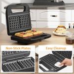 Sunvivi Sandwich Maker Panini Press: Waffle Maker with Removable Plates, 3 in 1 Sandwich Maker Press with Non-Stick Plates, Indicator Lights & Cool Touch Handle, 750W, Black