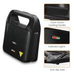 Sunvivi Sandwich Maker Panini Press: Waffle Maker with Removable Plates, 3 in 1 Sandwich Maker Press with Non-Stick Plates, Indicator Lights & Cool Touch Handle, 750W, Black