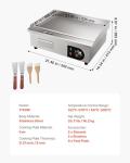 VEVOR Commercial Electric Griddle, 21 x 11.8 inch, 1750W, 122-570°F Adjustable Temp Control, Stainless Steel Countertop Flat Top Grill with 2 Spatulas, 2 Brushes and 4 Foot Pads, for Steak, Pancake