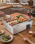 VEVOR Commercial Electric Griddle, 21 x 11.8 inch, 1750W, 122-570°F Adjustable Temp Control, Stainless Steel Countertop Flat Top Grill with 2 Spatulas, 2 Brushes and 4 Foot Pads, for Steak, Pancake