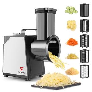 Electric Cheese Grater and Vegetable Slicer, 250W, 5-in-1 Kitchen salad chopper Food Processor with One-Touch Control