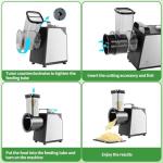 Electric Cheese Grater and Vegetable Slicer, 250W, 5-in-1 Kitchen salad chopper Food Processor with One-Touch Control