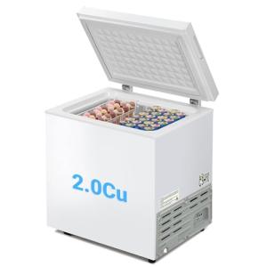 DOGHLY 2.0 Cu.Ft Chest Freezer, Compact Mini Deep Freezer with 7 Temp Settings & Removable Basket, Top Door Free-Standing Freezer for Home, Dorm, Garage, Office, Apartment & Basement (2.0CU.FT)