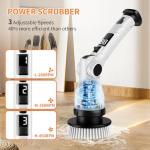 Electric Spin Scrubber, Power Electric Scrubber for Cleaning, Shower Cordless Cleaning Brush with 6 Adjustable Angles,8 Brush Heads, 3 Speed Mode, Electric Cleaning Brush for Bathroom/Tub/Floor/Tile