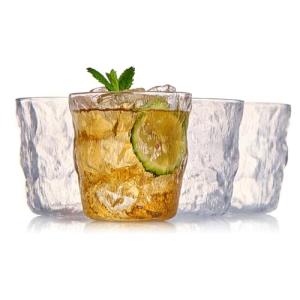 Drinking Glasses Set of 4 - Elegant Glass Cups for Water, Ice Tea & Mixed Drinks, Durable for Everyday Use & Outdoor Events, Unique Textured Design