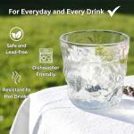 Drinking Glasses Set of 4 - Elegant Glass Cups for Water, Ice Tea & Mixed Drinks, Durable for Everyday Use & Outdoor Events, Unique Textured Design
