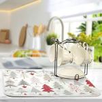 Nander Beautiful Christmas Tree Dish Drying Mat for Kitchen Counter, Absorbent Reversible Dish Draining Mat,Rack Pad for Countertop, 16 x 18 Inches