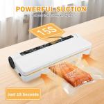 Vacuum Sealer Machine for Food, 75KPA Strong Suction, Moist/Dry Modes, 20 Vacuum Seal Bags for Food, Digital Countdown Timer, Compact Lightweight,with Starter Kits(White)