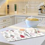 Nander Beautiful Christmas Tree Dish Drying Mat for Kitchen Counter, Absorbent Reversible Dish Draining Mat,Rack Pad for Countertop, 16 x 18 Inches