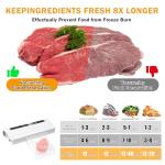 Vacuum Sealer Machine for Food, 75KPA Strong Suction, Moist/Dry Modes, 20 Vacuum Seal Bags for Food, Digital Countdown Timer, Compact Lightweight,with Starter Kits(White)