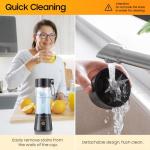 Cordless Portable Personal Size Blender - Mini Blender Make Smoothies and Shakes, 380Ml BPA Free Travel Cup, Powerful Blending Suit in Office/Home/Gym