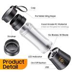 Cordless Portable Personal Size Blender - Mini Blender Make Smoothies and Shakes, 380Ml BPA Free Travel Cup, Powerful Blending Suit in Office/Home/Gym