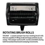 Yocada Carpet Sweeper Cleaner for Home Office Low&Undercoat Carpets Rugs Pet Hair Dust Scraps Paper Small Rubbish Cleaning with a Brush Blue