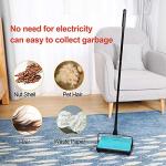 Yocada Carpet Sweeper Cleaner for Home Office Low&Undercoat Carpets Rugs Pet Hair Dust Scraps Paper Small Rubbish Cleaning with a Brush Blue