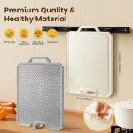 LOOHOI Stainless Steel Cutting Boards for Kitchen,Double Side Food Grade Chopping Board,Stainless Steel and Wheat Straw PP,Dishwasher Safe Large Board for Meat/Vegetable,16 * 12 Inch