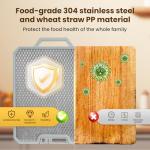 LOOHOI Stainless Steel Cutting Boards for Kitchen,Double Side Food Grade Chopping Board,Stainless Steel and Wheat Straw PP,Dishwasher Safe Large Board for Meat/Vegetable,16 * 12 Inch