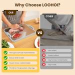 LOOHOI Stainless Steel Cutting Boards for Kitchen,Double Side Food Grade Chopping Board,Stainless Steel and Wheat Straw PP,Dishwasher Safe Large Board for Meat/Vegetable,16 * 12 Inch