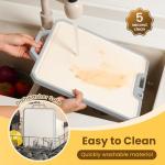 LOOHOI Stainless Steel Cutting Boards for Kitchen,Double Side Food Grade Chopping Board,Stainless Steel and Wheat Straw PP,Dishwasher Safe Large Board for Meat/Vegetable,16 * 12 Inch