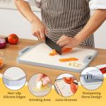 LOOHOI Stainless Steel Cutting Boards for Kitchen,Double Side Food Grade Chopping Board,Stainless Steel and Wheat Straw PP,Dishwasher Safe Large Board for Meat/Vegetable,16 * 12 Inch