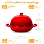 ONKO Sourdough Bread Dutch Oven, 6QT Dutch Oven for Sourdough Bread Baking, Enameled Cast Iron Bread Dome, Round Ceramic Dutch Ovens Pot with Lid for Homemade