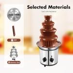 4 Tier Chocolate Fountain Machine, 170W Electric Chocolate Fondue Fountain Machine Large Capacity Stainless Steel Electric Melting Machine w/Pure Copper Motor for Cafes Hotels Juice Stores