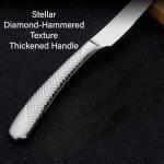 Premium Steak Knives Set of 6, Serrated Edge, 18/0 Stainless Steel Steak knives,Comfortable Hammered Handle, Thickened material,Dishwasher Safe,Sliver, 9.1 inch Length