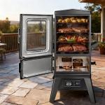 Vertical Electric Smoker with Cover & Meat Probe, BBQ Smokers with 4 Cooking Grates, 633 Sq.in Cooking Space, LED Temperature Control for Outdoor Cooking,Smoke Ribs,Brisket,Chicken