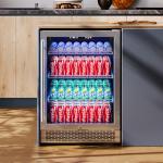 Albott Beverage Refrigerator-24 In fridge with Glass Door, Adjustable Shelves and LED Touch Panel, Under Counter Design for Wine Beer, Built-In or Freestanding Use, 34-64℉