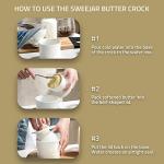 Sweejar Porcelain Butter Crock Keeper, French Butter Dish Keeps the Butter Fresh Soft & Spreadable, Serving Butter Easy for Bread Lovers Breakfast Kitchen Counter (Black)