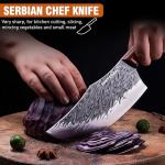 Naitesen 4PCS Hand Forged Butcher Knife and Kitchen Knife 2 in 1 Set, Heavy Duty Meat Cleaver Serbian Chef Knife Breaking Knife Boning Knife for Meat Cutting BBQ Gifts for Men Women