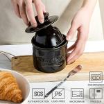 Sweejar Porcelain Butter Crock Keeper, French Butter Dish Keeps the Butter Fresh Soft & Spreadable, Serving Butter Easy for Bread Lovers Breakfast Kitchen Counter (Black)