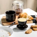 Sweejar Porcelain Butter Crock Keeper, French Butter Dish Keeps the Butter Fresh Soft & Spreadable, Serving Butter Easy for Bread Lovers Breakfast Kitchen Counter (Black)