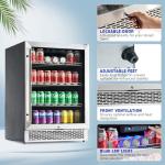 Albott Beverage Refrigerator-24 In fridge with Glass Door, Adjustable Shelves and LED Touch Panel, Under Counter Design for Wine Beer, Built-In or Freestanding Use, 34-64℉