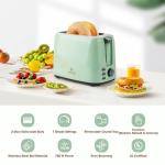 iSiLER 2 Slice Toaster, 1.3 Inches Wide Slot Bagel Toaster with 7 Shade Settings and Double Side Baking, Removable Crumb Tray, Defrost Cancel Function Green
