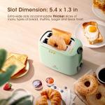 iSiLER 2 Slice Toaster, 1.3 Inches Wide Slot Bagel Toaster with 7 Shade Settings and Double Side Baking, Removable Crumb Tray, Defrost Cancel Function Green