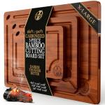Pre-Oiled, Non Toxic 3-Piece Carbonized Bamboo Cutting Board Set, Eco-Friendly Wooden Chopping Boards for Kitchen with Hanging Hole, 500°F Carbonized Technology Charcuterie Serving Boards Deer & Oak